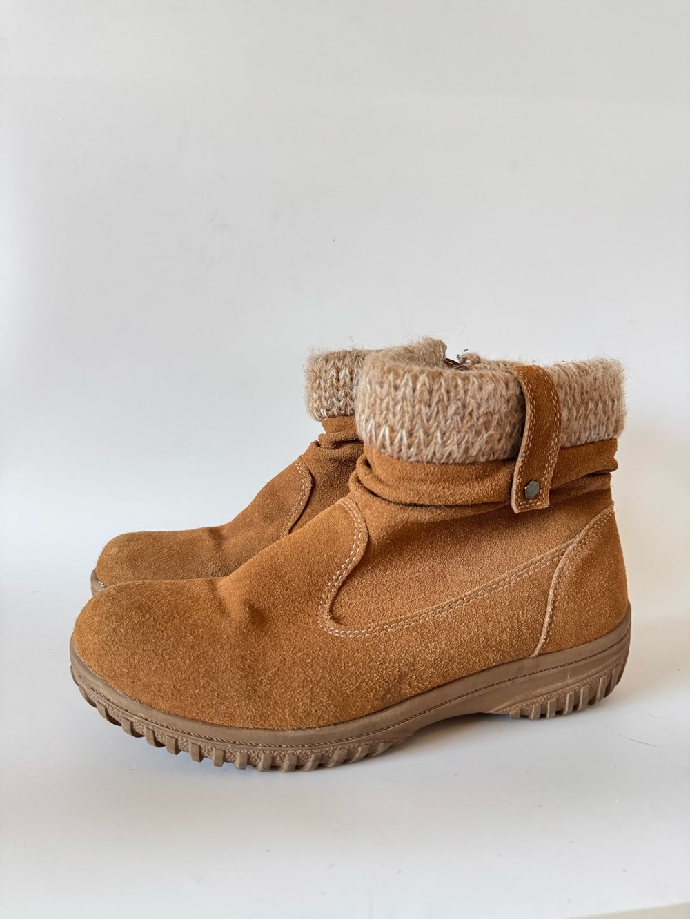 Khombu Women's Fold-Over Suede Ankle Boots - Brown